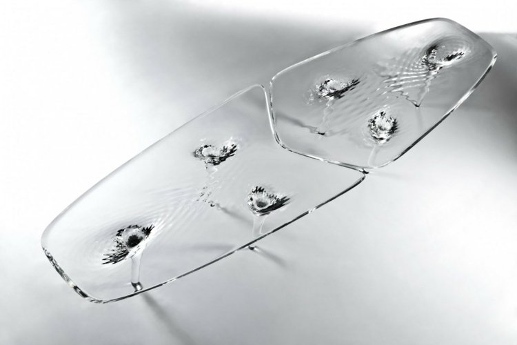 futuristic architecture two-piece table transparent glass zaha hadid